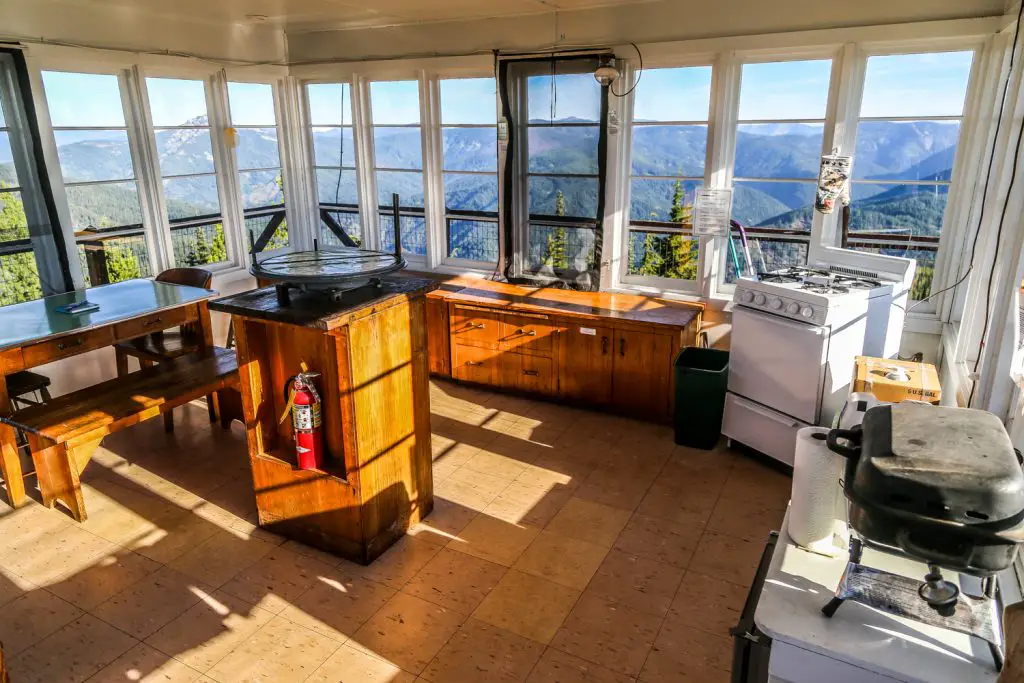 inside of surveyors lookout tower idaho